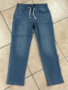 Juniors Blue Pull-On Stretch Jeans with Drawstring